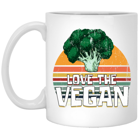 Retro Vegetable, Vegetarian Lover Gift, Love The Vegan White Mug