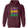 Peace Love Mardi Gras, Mardi Gras Holiday, Three Kings Day Pullover Hoodie