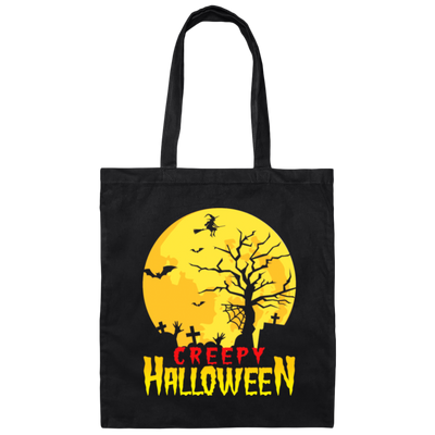 Creepy Gift, Funny Ghost Witch, Funny Halloween, Halloween Gift Canvas Tote Bag