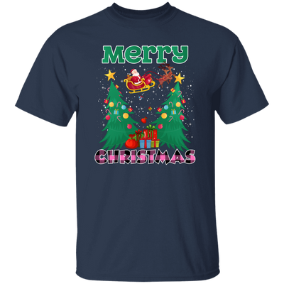 Santa Claus With Reindeer, Cute Santa Claus, Santa I Flying, Merry Christmas, Trendy Christmas Unisex T-Shirt