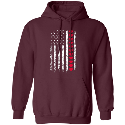 Love American, American Flag, American Lover, Heart Flag Pullover Hoodie