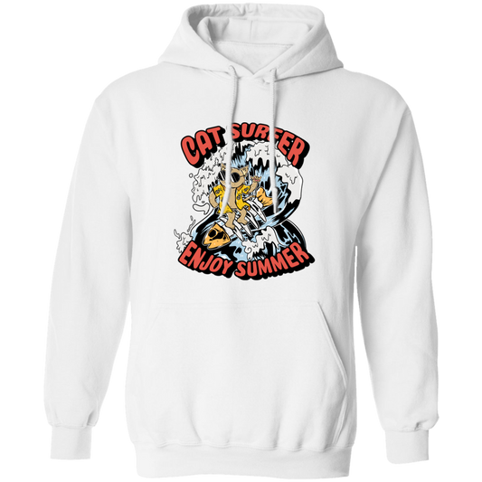 Cat Surfer Enjoy Summer, Surfing On The Beach, Summer Vacation Pullover Hoodie