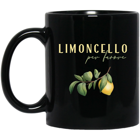 Limoncello Per Favore, Pimoncello Watercolor Black Mug