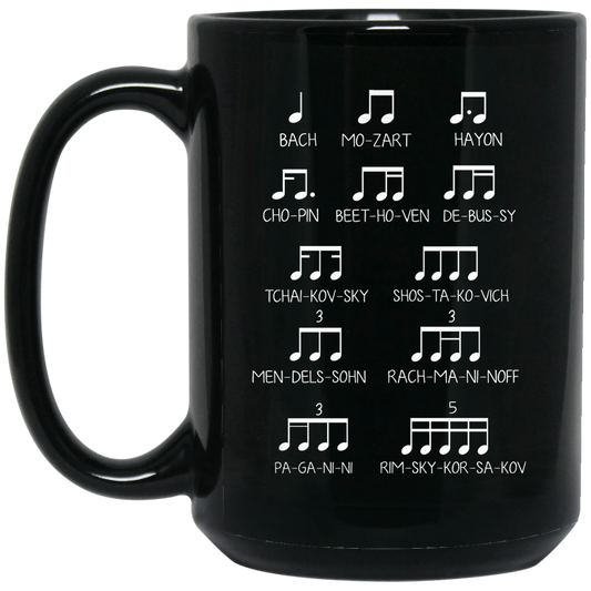 Music Design, Famous Musician, Music Note Black Mug