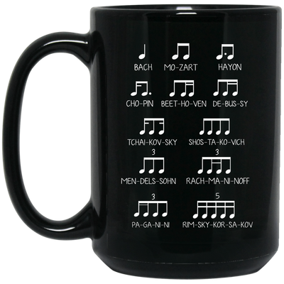 Music Design, Famous Musician, Music Note Black Mug