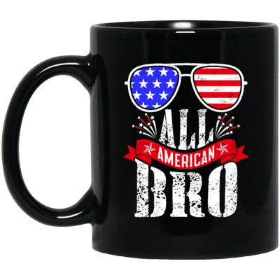 American Flag, All American Bro, American Sunglasses Black Mug