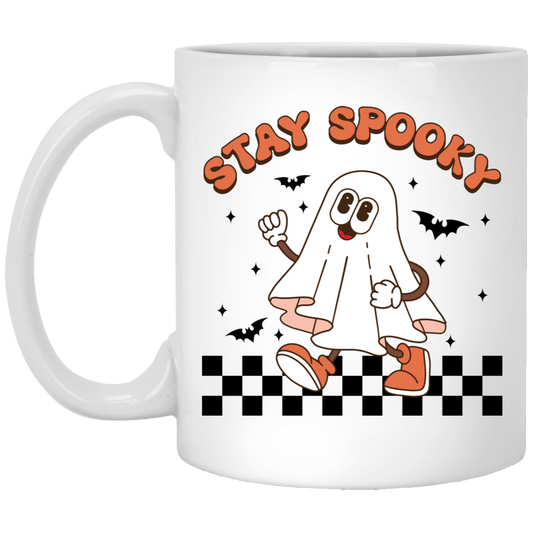 Stay Spooky, Happy Halloween, Cute Boo, Groovy Boo, Trendy Halloween White Mug