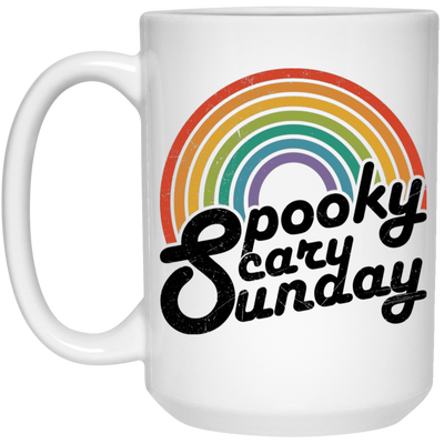 Spooky, Scary, Sunday, Rainbow Spooky, Retro Scary White Mug