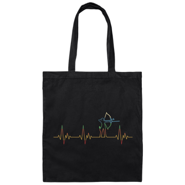 Retro Archer Heartbeat Electrocardiogram Canvas Tote Bag