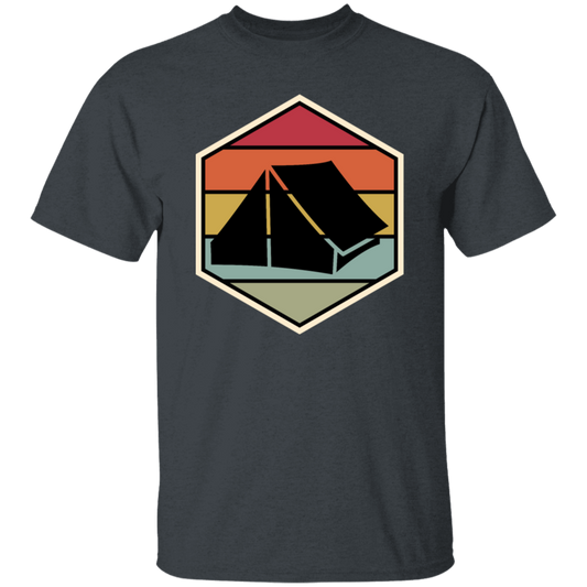 Tent Vintage, Retro Hexagon, Camping Motif With Tent Silhouette, Camp With Family Unisex T-Shirt