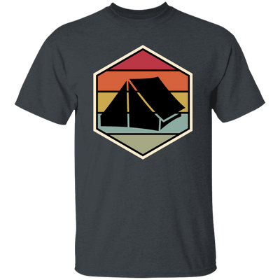 Tent Vintage, Retro Hexagon, Camping Motif With Tent Silhouette, Camp With Family Unisex T-Shirt