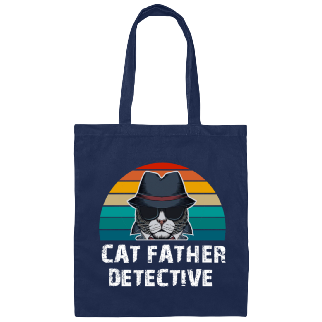 Cat Father Detective Funny, Cat Lover Canvas Tote Bag