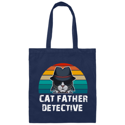 Cat Father Detective Funny, Cat Lover Canvas Tote Bag