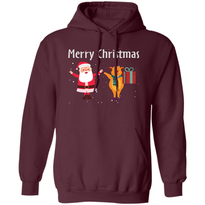 Merry Christmas, Funny Santa, Funny Reindeer, Winter Season Pullover Hoodie