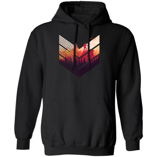 Super Cool, Colorful Hiker, Recognized A Mountain, Colorful Forest And Some Geometric Pullover Hoodie