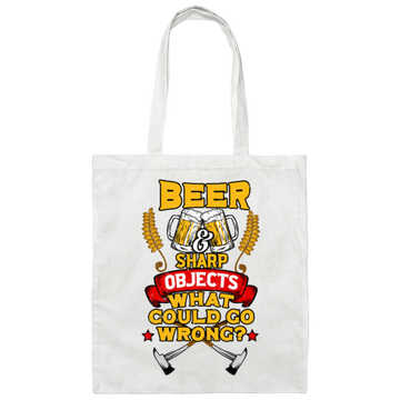 Win The Game, Axe Object, Beer And Sharp, Gift For Winner Canvas Tote Bag