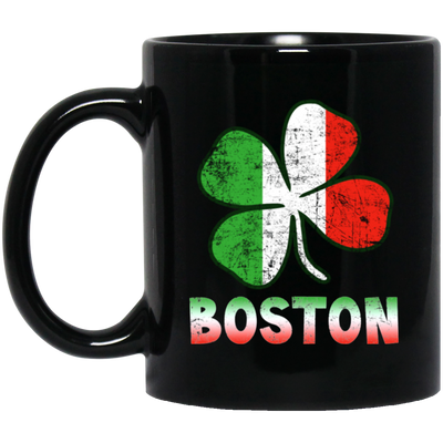 Boston Irish Flag, St Patricks Day, Patrick Gift, Love Boston Gift Black Mug