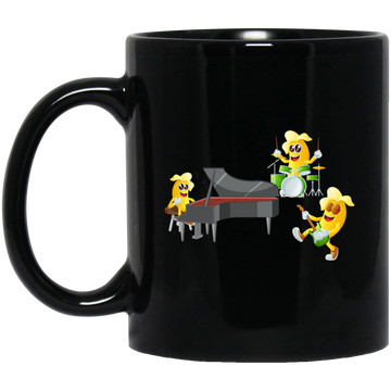 Banana Band, Banana Music Band, Banana Drum, Banana Guitarist, Banana Piano Black Mug