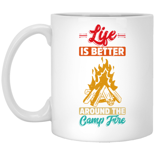 Vintage Campaign, Campfire, Life Is Better Around The Campfire White Mug