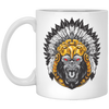 Gorilla Wearing Aztec Headdress, Scare Of Giant Gorilla, Aztec Headdress White Mug