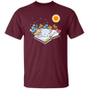 Cute Cat In Spring, Cat With Book Under The Sun Unisex T-Shirt