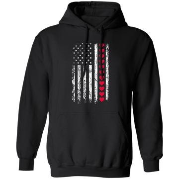 Love American, American Flag, American Lover, Heart Flag Pullover Hoodie