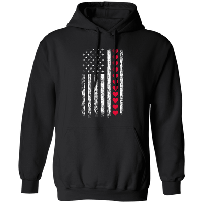 Love American, American Flag, American Lover, Heart Flag Pullover Hoodie