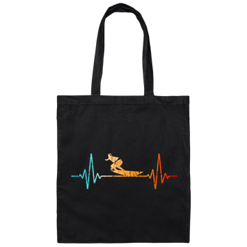 Heart Rate With Surfer Surf, Retro Surfboard Canvas Tote Bag