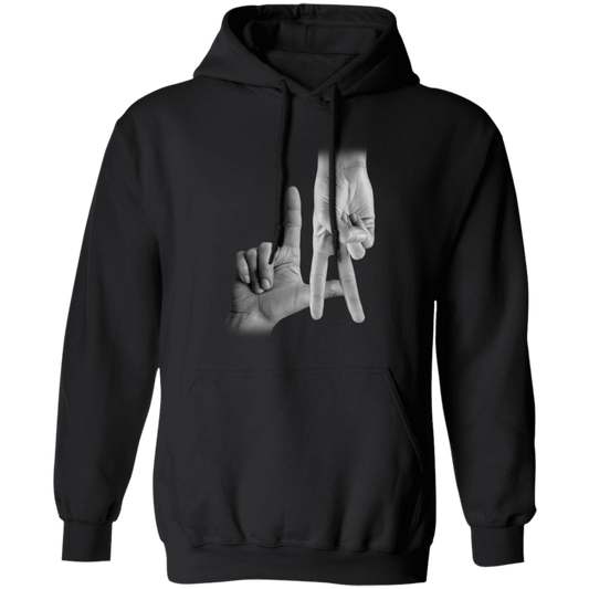 LA Sign, Hand Sign, Los Angeles Hand Sign, Love American, Black And White Pullover Hoodie