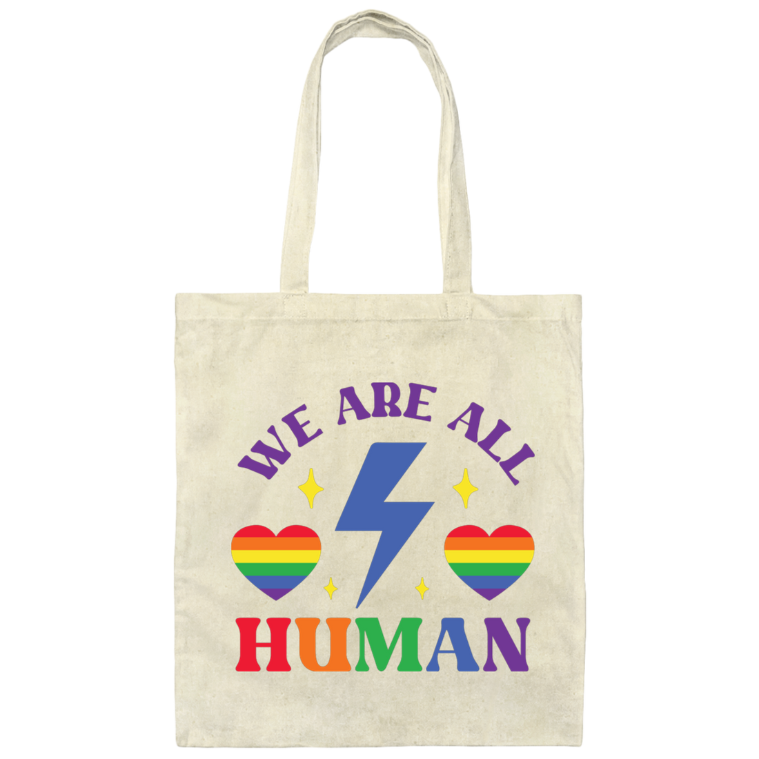 We Are All Human, LGBT Flash, LGBTQ+ Pride, Pride's Day Canvas Tote Bag