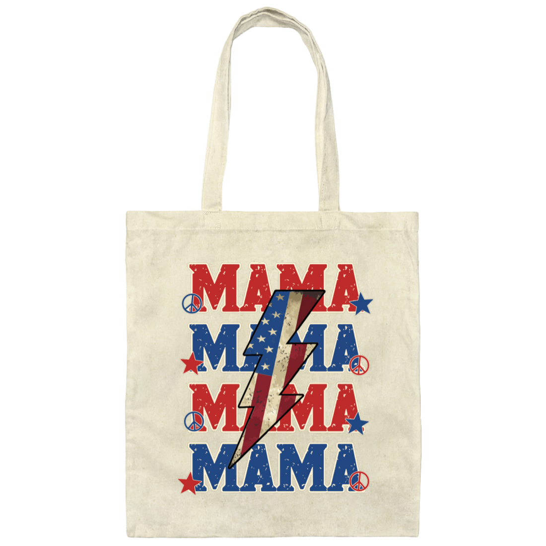 Mama American, Flash American, Peace And Star American Canvas Tote Bag