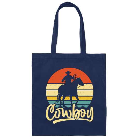 Retro Cowboy, Cowboy Design, Cowboy Vibes, Vintage Cowboy Canvas Tote Bag