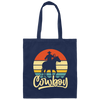 Retro Cowboy, Cowboy Design, Cowboy Vibes, Vintage Cowboy Canvas Tote Bag