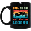 Retro Dad, The Man, The Cornhole Legend, Retro Cornhole Black Mug