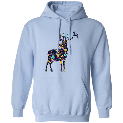 Floral Deer, Deer Silhouette, Flower Into A Deer Pullover Hoodie