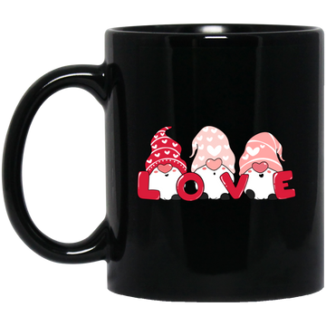 Cute Gnome, Set Of 3 Gnome, Love Gnome, My Love, Valentine's Day, Trendy Valentine Black Mug