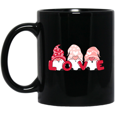 Cute Gnome, Set Of 3 Gnome, Love Gnome, My Love, Valentine's Day, Trendy Valentine Black Mug