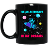 Astronaut In Space Shuttle Rocket, Galaxy Orbit Saturn, Love Galaxy Black Mug