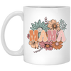 Mama Flowers Gift, Retro Flower, Vintage Flower For Mother's Day White Mug