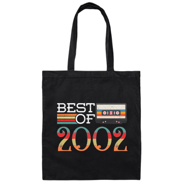 Best Of 2002, Vintage 18th Gift, Birthday Anniversary Gift, Retro Cassette Canvas Tote Bag