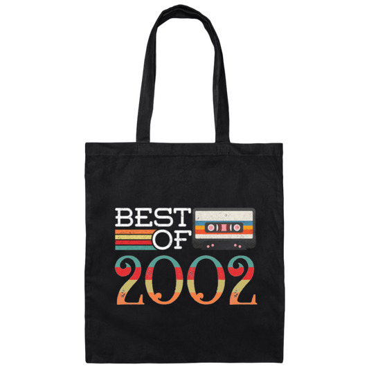 Best Of 2002, Vintage 18th Gift, Birthday Anniversary Gift, Retro Cassette Canvas Tote Bag