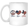 Peace Love Texas, Texas State, America Lover White Mug