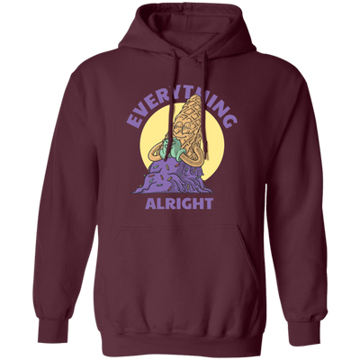 Everything Is Alright, Cartoon Smiling Spilled Ice Cream Pullover Hoodie