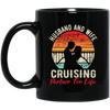 Husband And Wife Cruising Partner For Life, Retro Valentine, Couple Silhouette Black Mug