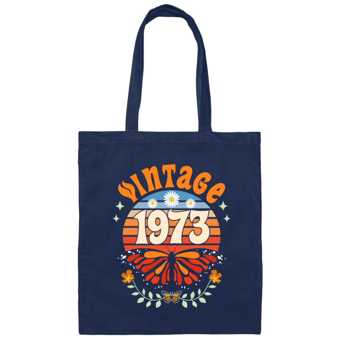Vintage 1973 Birthday Gift Retro Butterfly 1973 Canvas Tote Bag