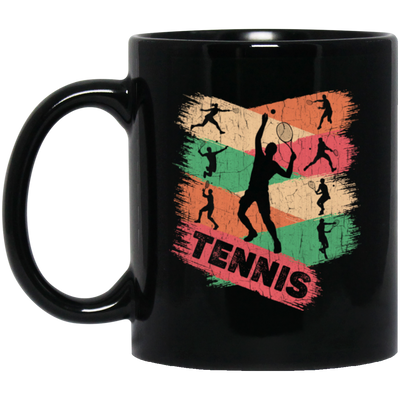 Tennis Vintage Lover, Best Of Sport, Love Tennis Ball Retro Gift Black Mug