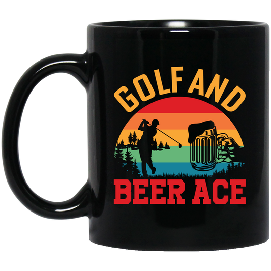 Golf And Beer Ace, Retro Golf, Golf With Beer Black Mug