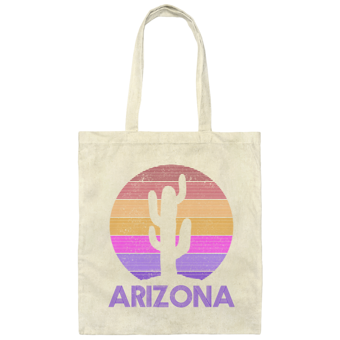 Arizona Vintage Cactus, Retro Arizona Cactus Canvas Tote Bag