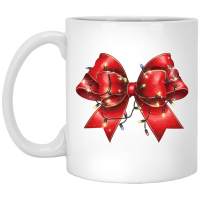 Red Bow, Christmas Light, Love Xmas, Bling Christmas White Mug