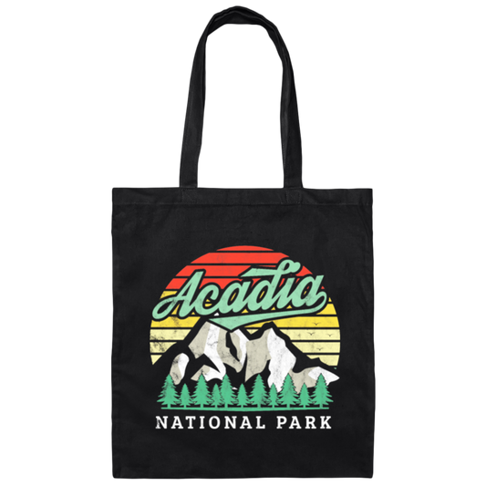 Acadia National Park, Retro Acadia, National Park Gift, Acadia Lover Canvas Tote Bag